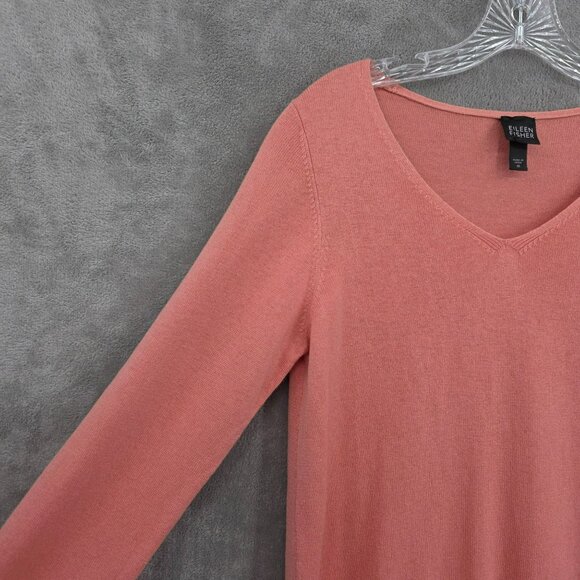 Eileen Fisher Drop Waist Sweater M Light Coral Silk Cashmere Drawstring Tunic - Picture 3 of 9